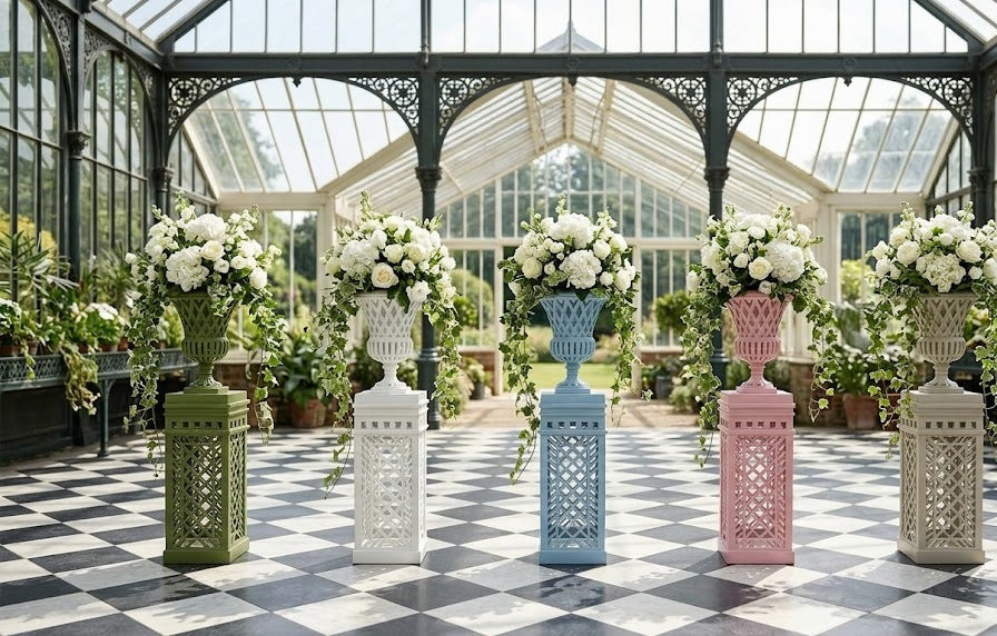 Lattice urn and pedestal sets in five colours