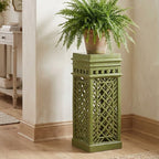 Lattice Pedestal styled with a Boston fern in a bright entryway