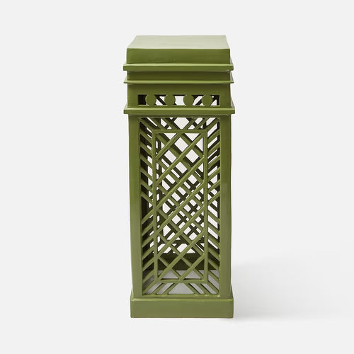 Lattice Pedestal – Olive Green, front view on white