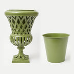 Lattice Garden Urn with its removable olive green water liner