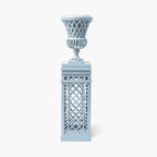 Lattice Garden Urn on pedestal – Soft Blue