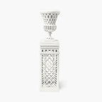 Lattice Garden Urn on pedestal – White